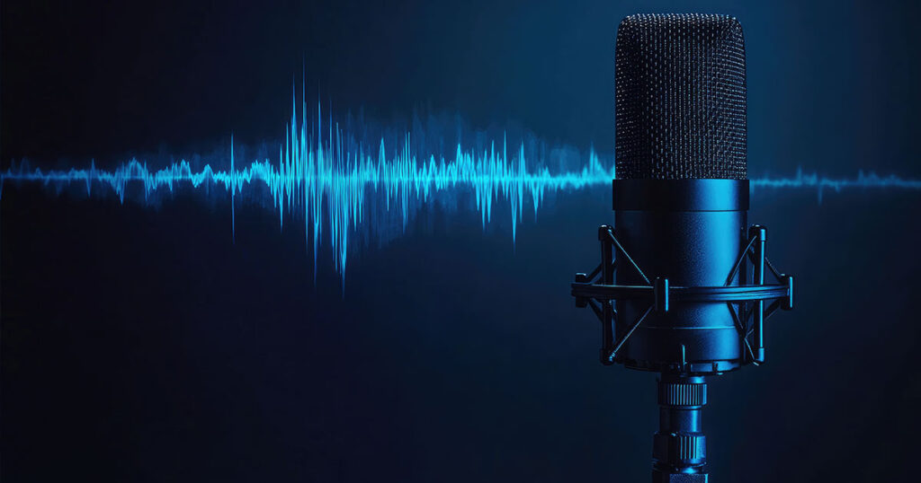 デジタル信号処理の概念図。エコーキャンセルとノイズ除去技術により、クリアな音声データを実現する仕組みを示す。
